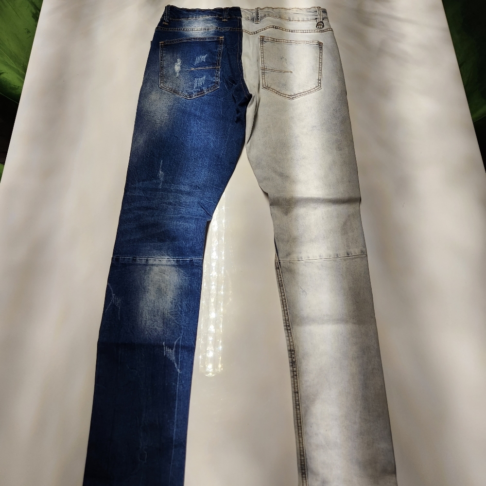 Jelon Two Tone Denim Ripped$Repair Jeansđź‘– - Picture 8 of 10